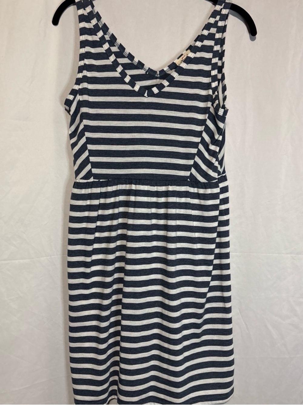 Navy and White Striped Sleeveless Knit Dress
